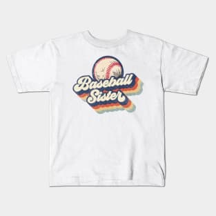 Retro Baseball Sister Mother's Day Kids T-Shirt